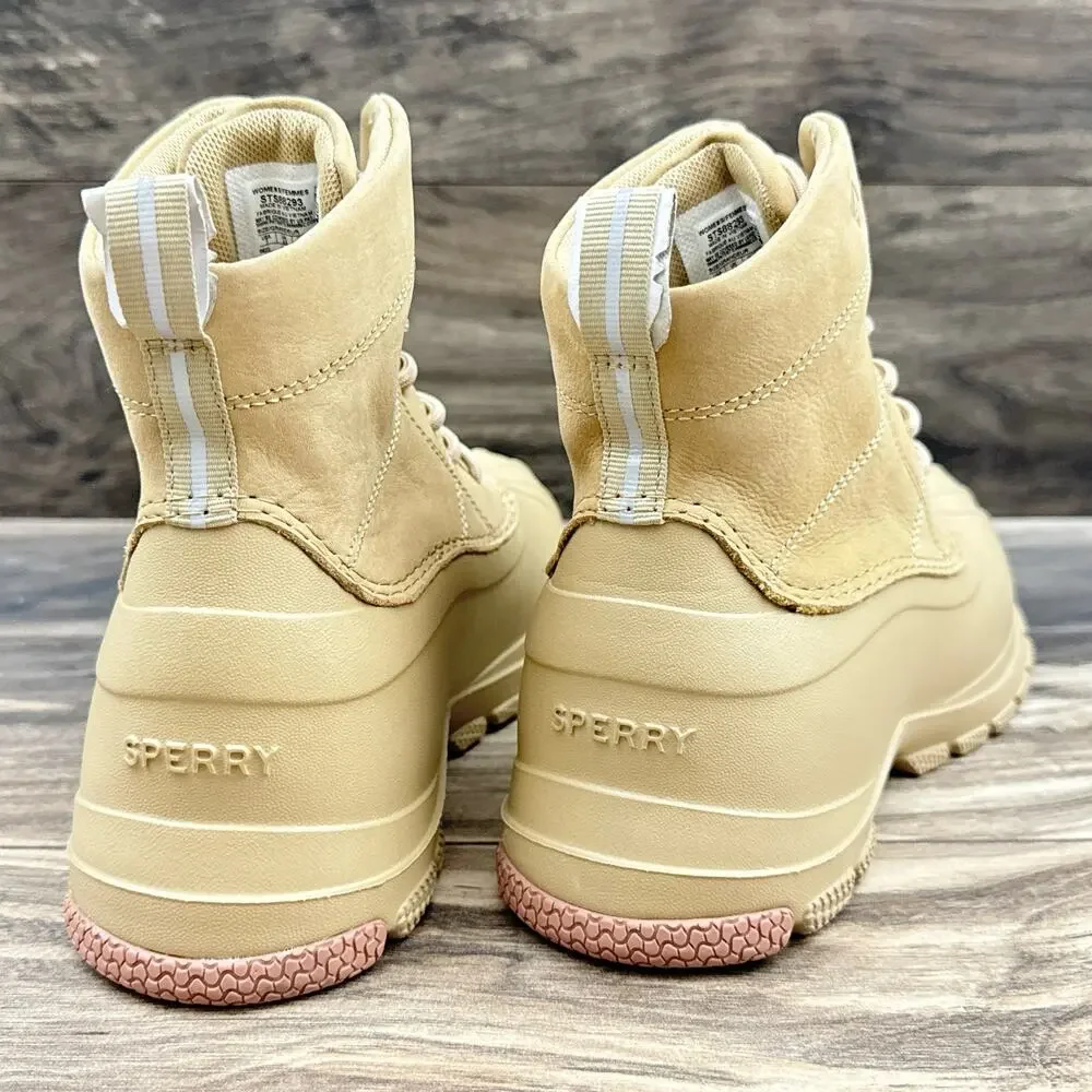 NWOB Sperry Duck Float Ankle Lace Rain Boots Tan 7 Waterproof - Picture 7 of 10